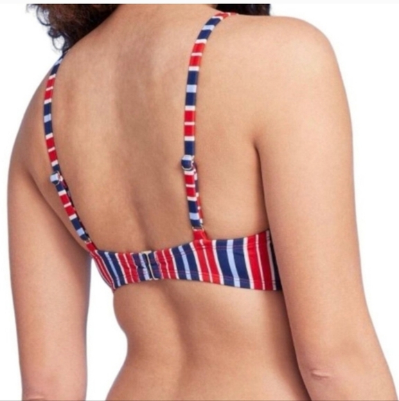 Women's Striped Tie-Front Bralette Bikini Top - Kona Sol Multi M (8-10) - Picture 3 of 11